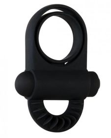 Bell Ringer Black Vibrating Cock Ring & Ball Strap